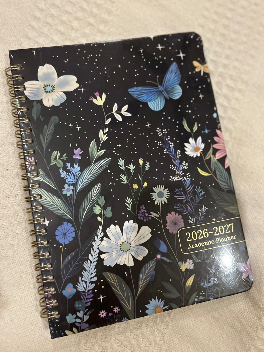 Floral & Butterfly 2026-2027 Academic Planner - Black Floral Cover